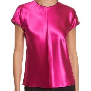 Helmet Lang Pink Satin Blouse, Size Small